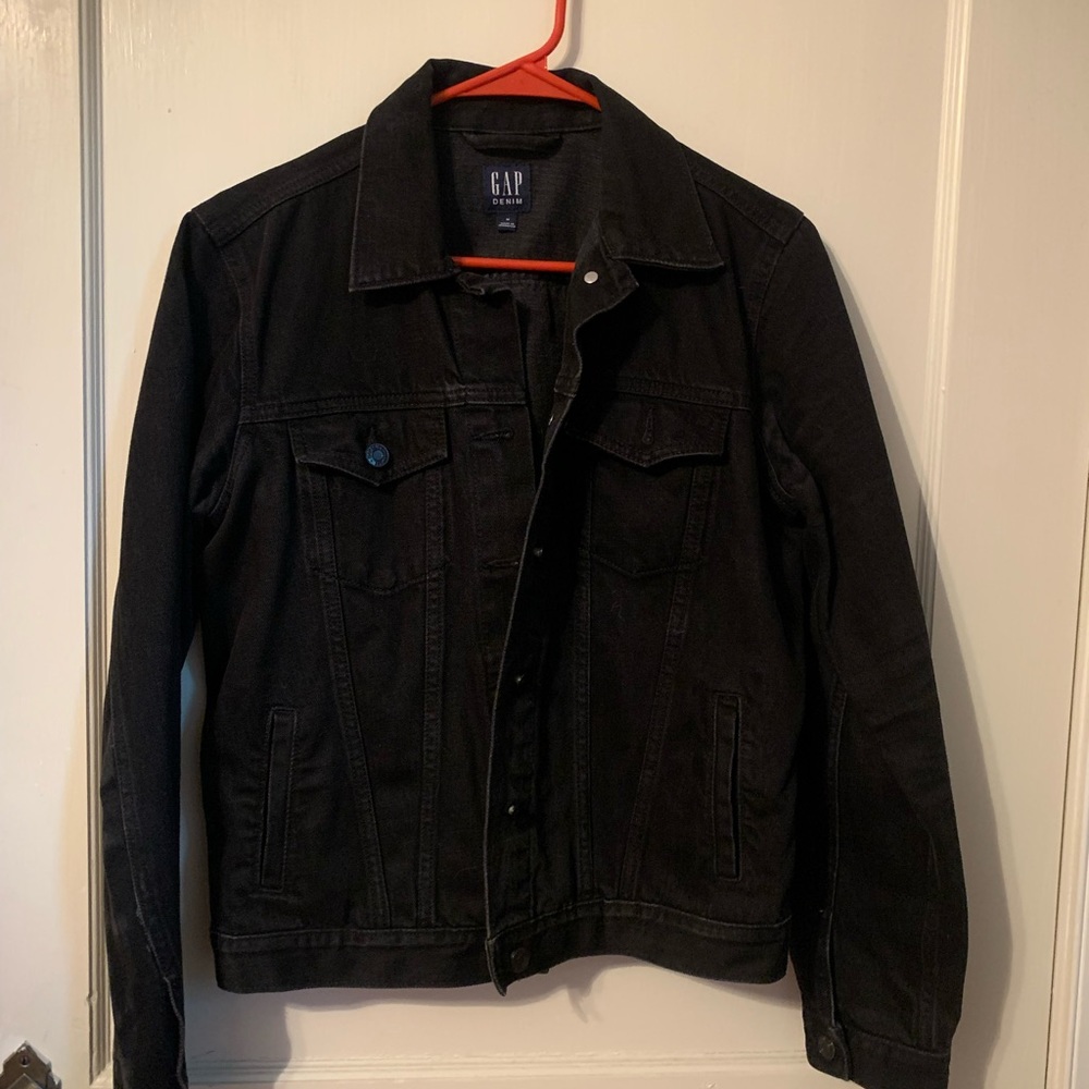 Gap Black Denim Jean Trucker Jacket size Medium
